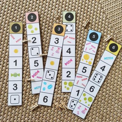 Les cartes à pinces de 1 à 6