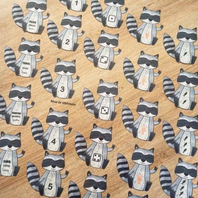 30 ratons laveurs de 1 à 6